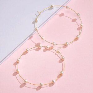Goddess | Beautiful Elegant Pearl Hoop Earrings